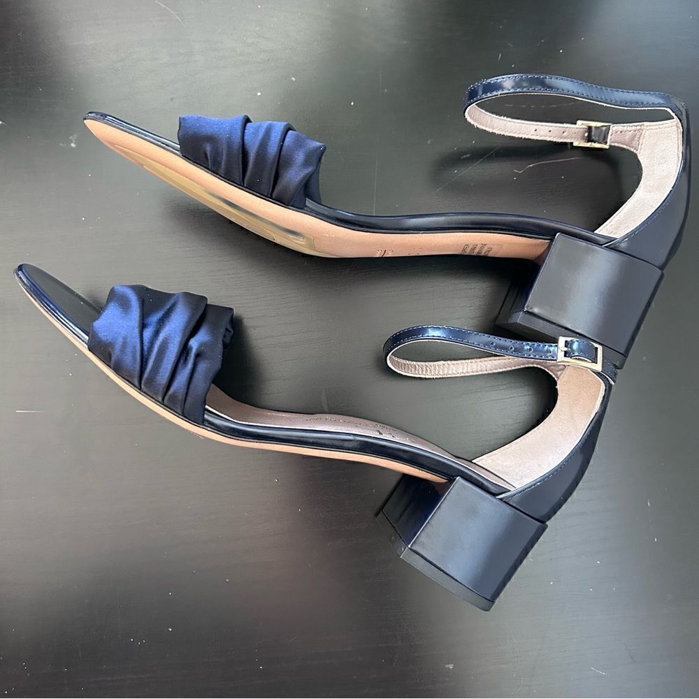 AGL Satin Top All leather sandals in navy blue